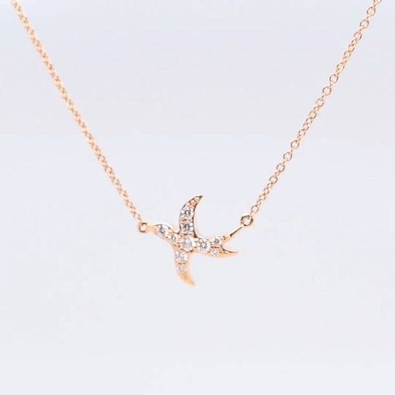 Bird Pendant with a Diamond in Gold | KLENOTA