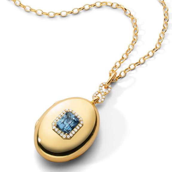 
  
    Special Edition Emerald Cut Blue Sapphire and Diamond Locket
  
